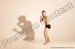 Underwear Martial art Man White Moving poses Slim Short Blond Dynamic poses Academic